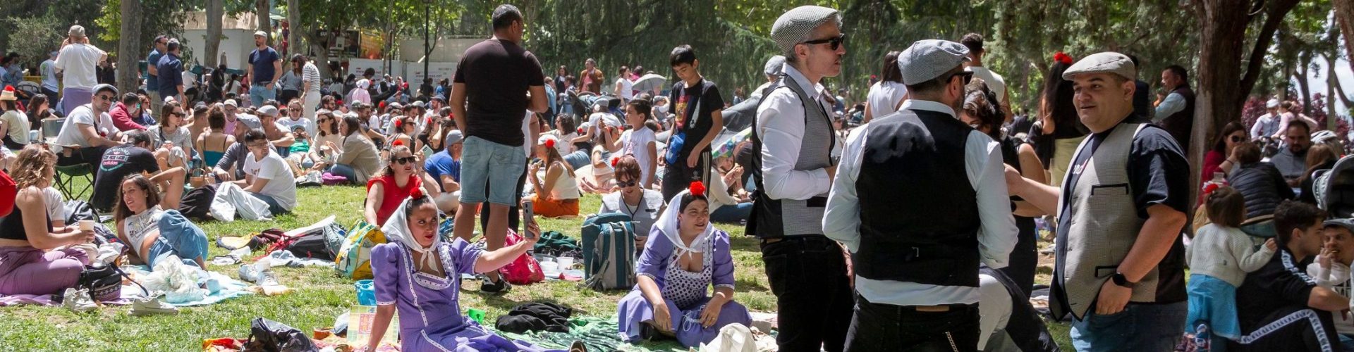 Celebration of the festival of San Isidro by the Madrid chulapos and chulapas gathered in the mythical meadow of the city of Madrid on May 15